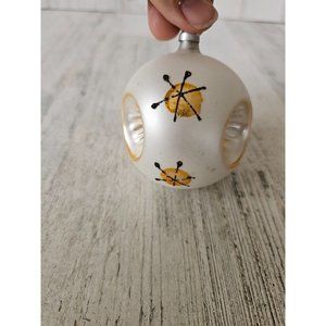 Vintage reflector white unique ball indent Austria ornament Xmas tree